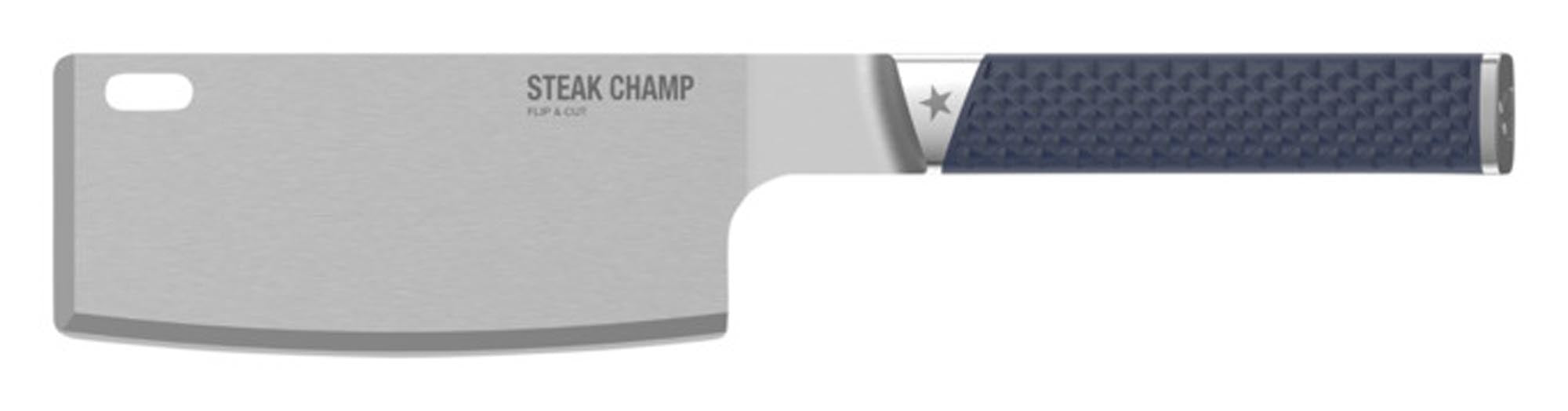 STEAK CHAMP Spatula und Wender Flip & Cut mit Kochmesser-Schneide