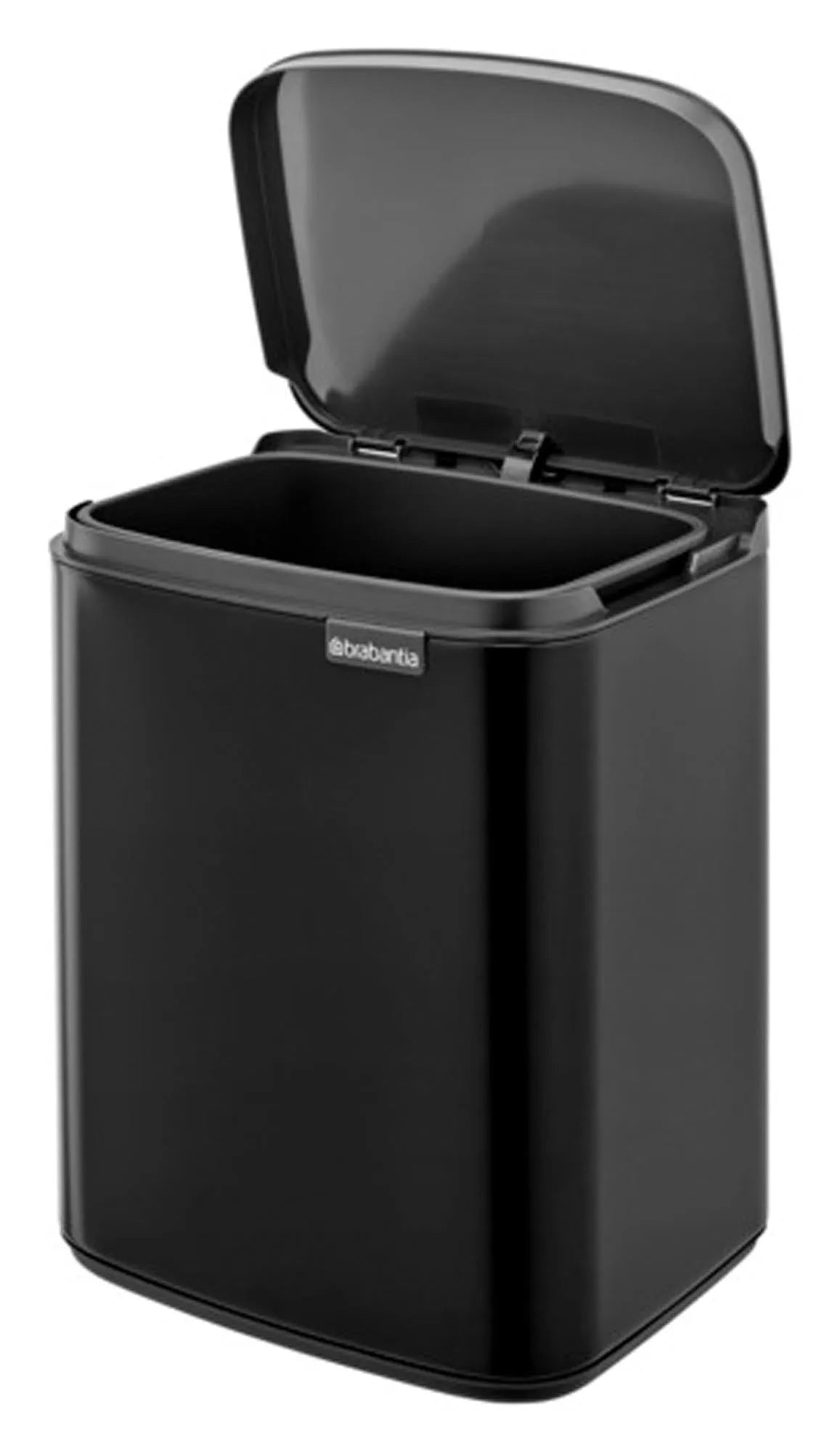 Eleganter BRABANTIA Abfallbehälter Bo in mattem Schwarz, 7 l Fassungsvermögen, ideal für stilvolle und praktische Abfallentsorgung.