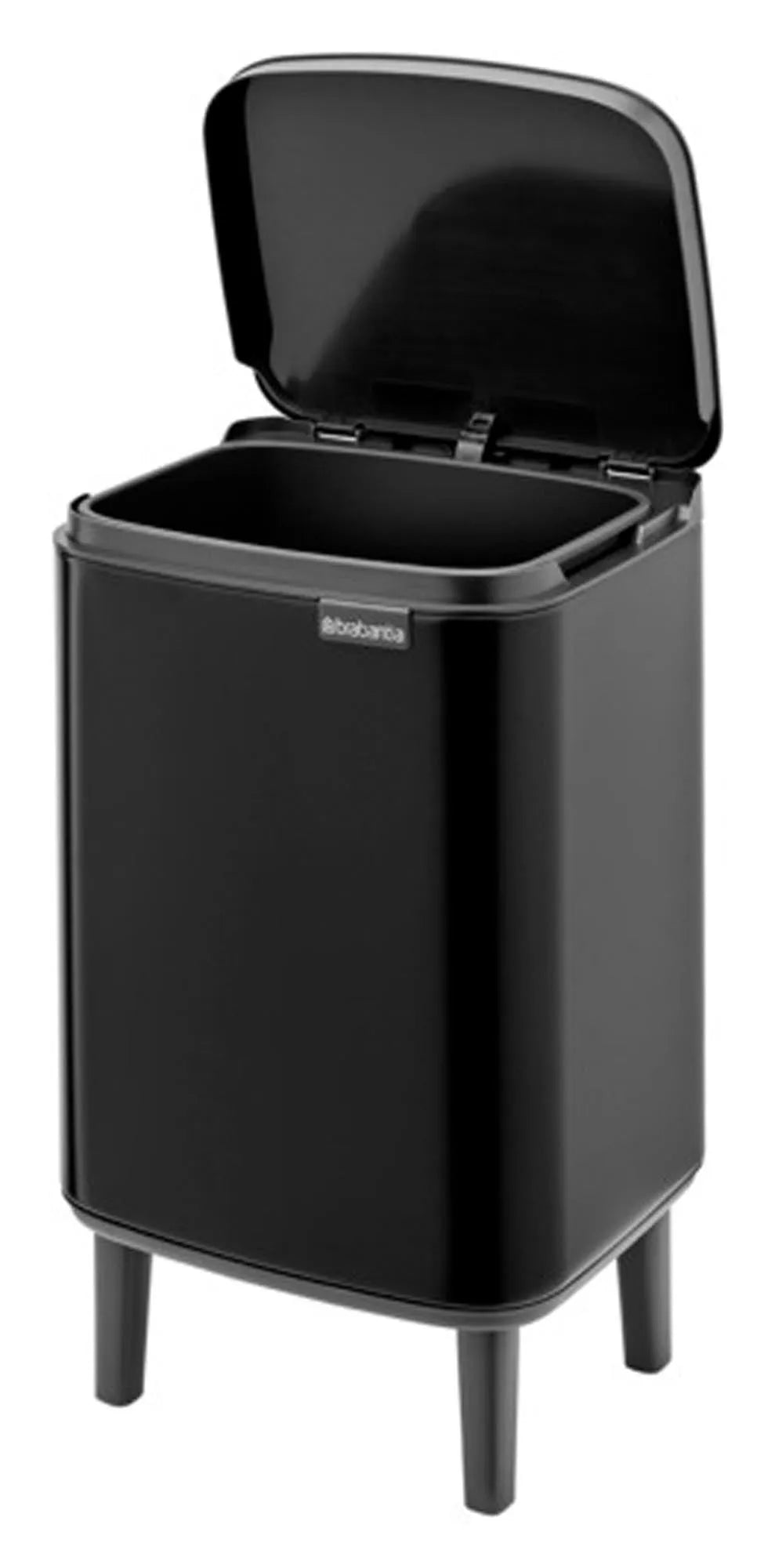 Eleganter BRABANTIA Abfallbehälter Bo Hi in mattem Schwarz, 7 l Fassungsvermögen, ideal für stilvolle Abfallentsorgung.