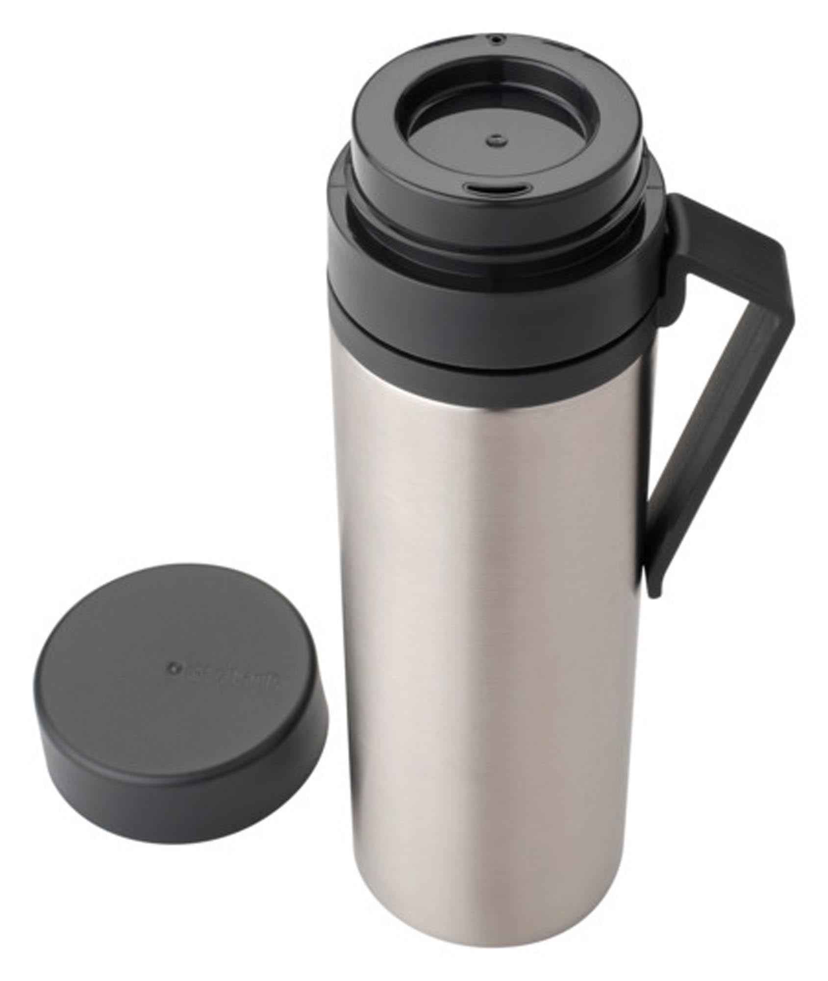 Praktische Isolierflasche von BRABANTIA (0.5 l) für unterwegs: Hält Getränke bis zu 8 Stunden warm oder kalt, robust, BPA-frei und auslaufsicher.