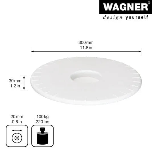 Praktischer WAGNER Rolluntersetzer, ultraflaches Design, ø 300 mm, weiß, ideal für flexible Mobilität und modernes Wohnen.