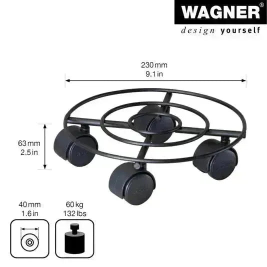 WAGNER Rolluntersetzer ø 230 mm Stahl schwarz matt GH0942 in  präsentiert im Onlineshop von KAQTU Design AG. Pflanzentopfzubehör ist von WAGNER