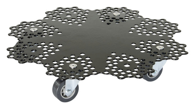 Stilvoller schwarzer Rolluntersetzer aus Stahl, ø 300 mm, ideal für flexible Mobilität und modernes Design.