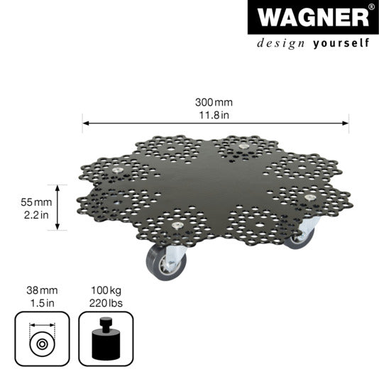 WAGNER Rolluntersetzer ø 300 mm GH0949 Stahl schwarz matt in  präsentiert im Onlineshop von KAQTU Design AG. Pflanzentopfzubehör ist von WAGNER