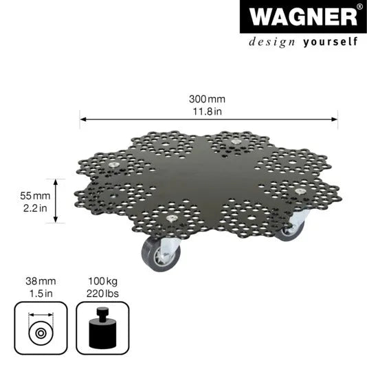 WAGNER Rolluntersetzer ø 300 mm GH0949 Stahl schwarz matt in  präsentiert im Onlineshop von KAQTU Design AG. Pflanzentopfzubehör ist von WAGNER