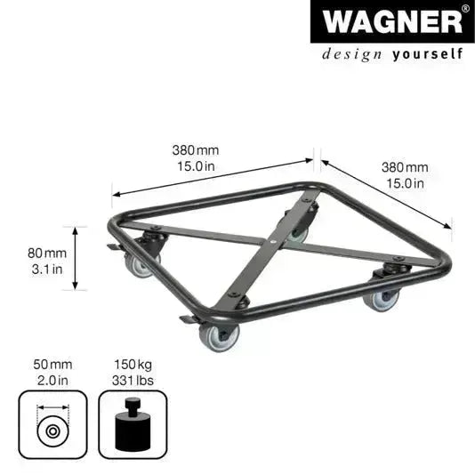 Praktischer Rolluntersetzer von WAGNER, 380x380 mm, Modell GH7013, ideal für schwere Lasten, mobil und stabil.