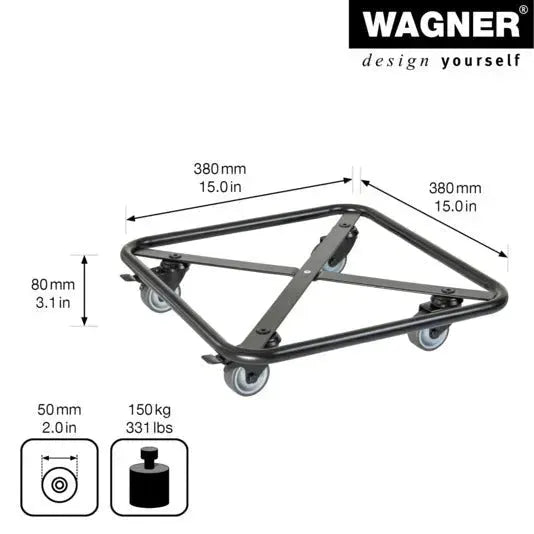 Praktischer Rolluntersetzer von WAGNER, 380x380 mm, Modell GH7013, ideal für schwere Lasten, mobil und stabil.