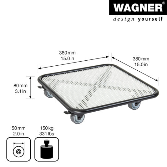 WAGNER Rolluntersetzer Stahl grau 380x380 mm GH7018 in  präsentiert im Onlineshop von KAQTU Design AG. Pflanzentopfzubehör ist von WAGNER
