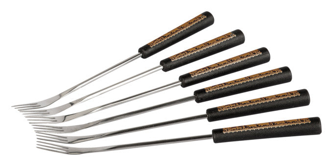 STÖCKLI Forchette per fonduta di formaggio Alpaufzug nero-oro 6 pezzi 26 cm