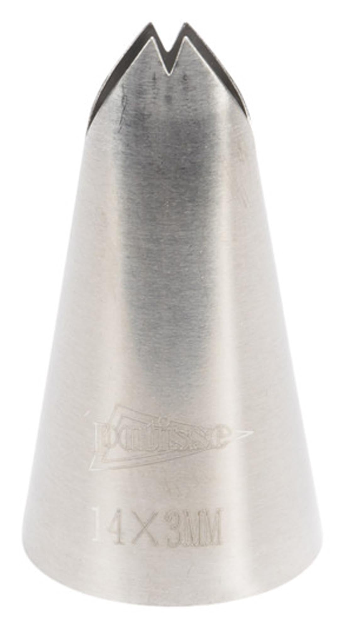 Edelstahl Blatttülle 14x3 mm von PATISSE: Perfekt für präzise Tortendekorationen. Langlebig, rostfrei, ideal für kreative Backkunst.