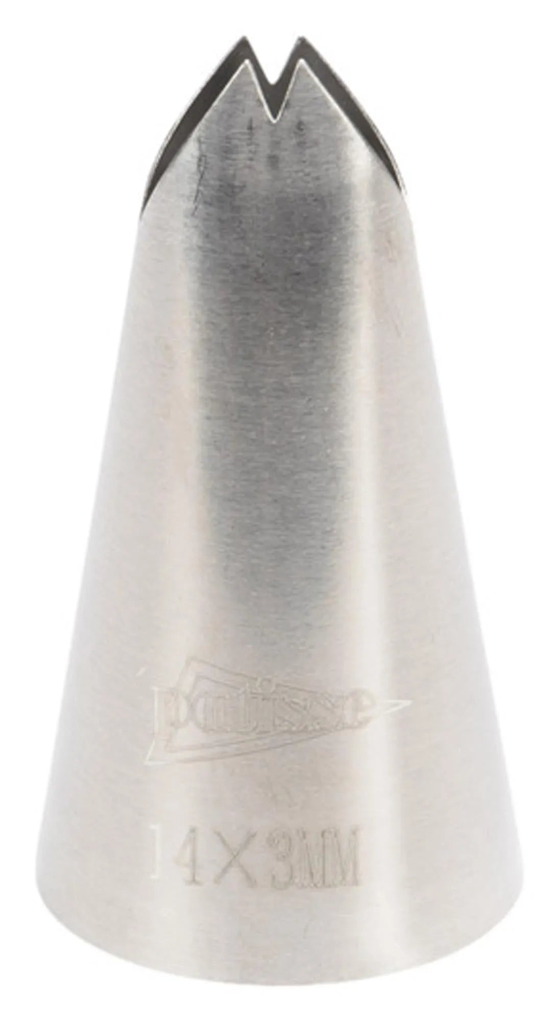 Edelstahl Blatttülle 14x3 mm von PATISSE: Perfekt für präzise Tortendekorationen. Langlebig, rostfrei, ideal für kreative Backkunst.