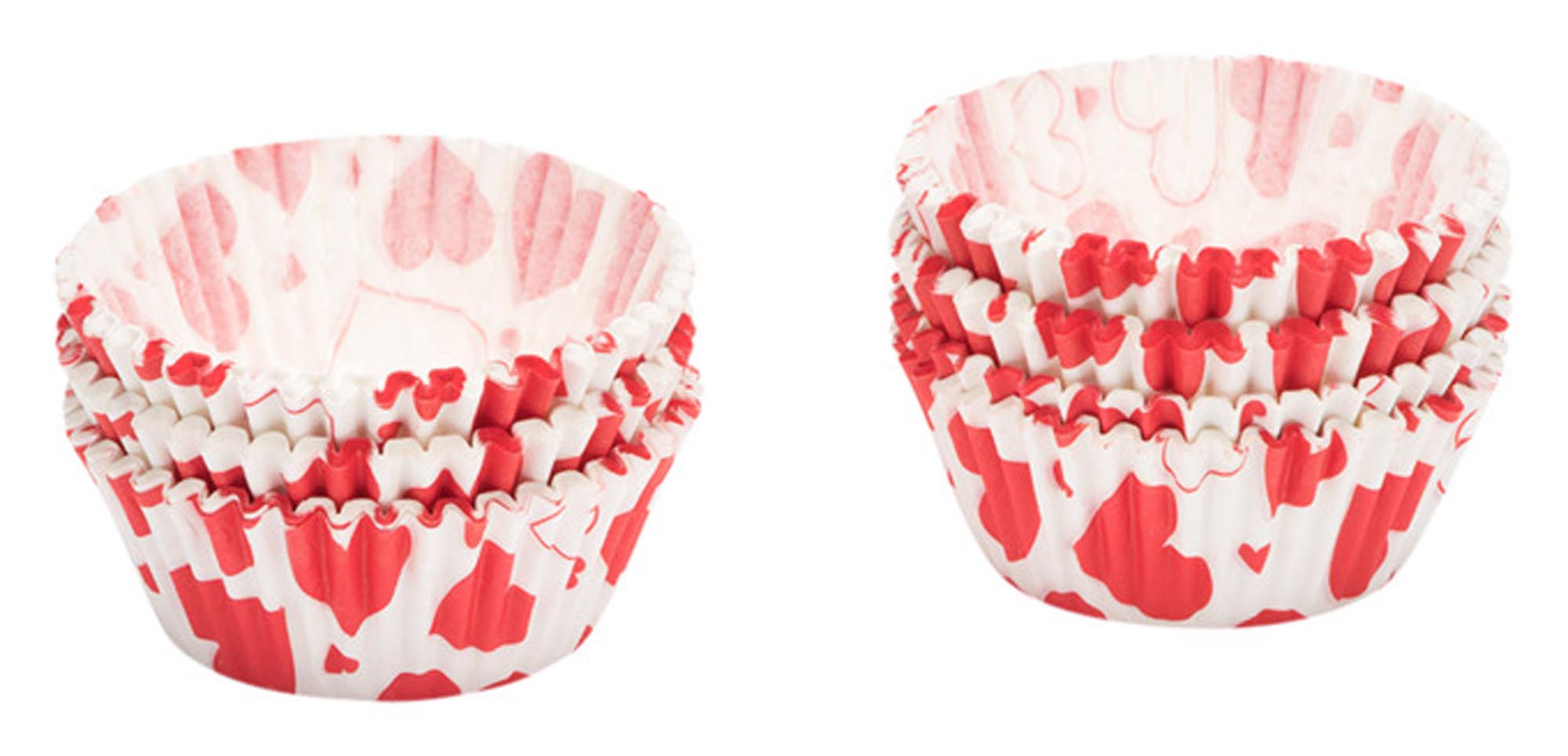 Charmante Herz-Papierförmchen von PATISSE, 200 Stück, ø 5 cm, ideal für Cupcakes & Muffins. Hitzebeständig & umweltfreundlich.