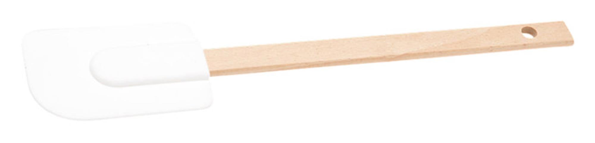 Teigschaber Silikon Holz 27cm, flexibel, hitzebeständig, ergonomisch, langlebig, ideal für Backen & Kochen.