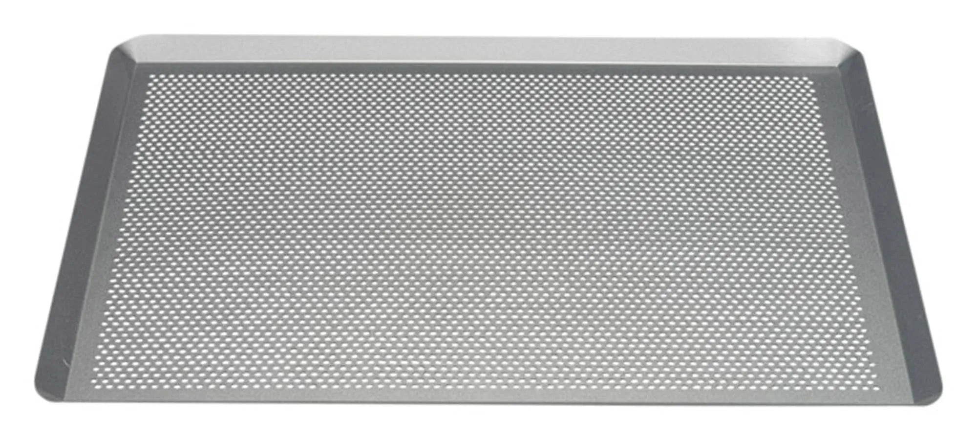 Das gelochte Backblech Silver-Top 40x30 cm von PATISSE bietet optimale Luftzirkulation für knusprige, gleichmäßig gebackene Speisen.