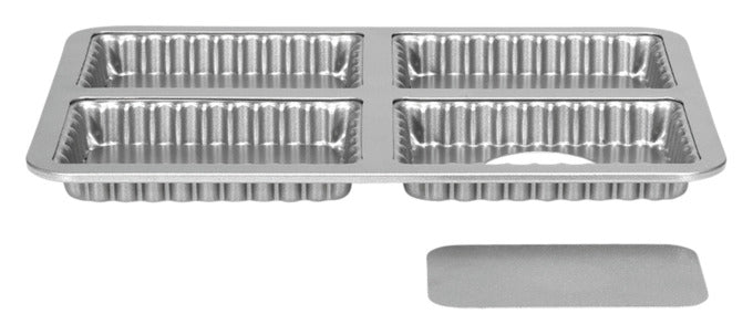 Mini-Quicheform-Blech 4-teilig mit losem Boden Silver-Top in  präsentiert im Onlineshop von KAQTU Design AG. Backform / Backblech ist von PATISSE
