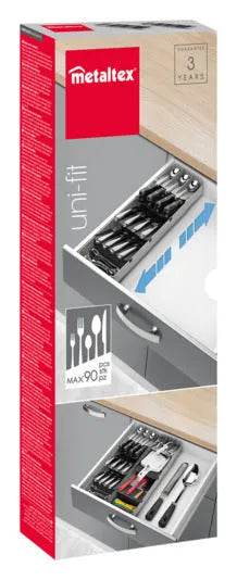METALTEX Besteck-Organizer Uni-Fit grau/anthrazit 40-49x15x5.5 cm in  präsentiert im Onlineshop von KAQTU Design AG. Haushaltshilfen ist von METALTEX
