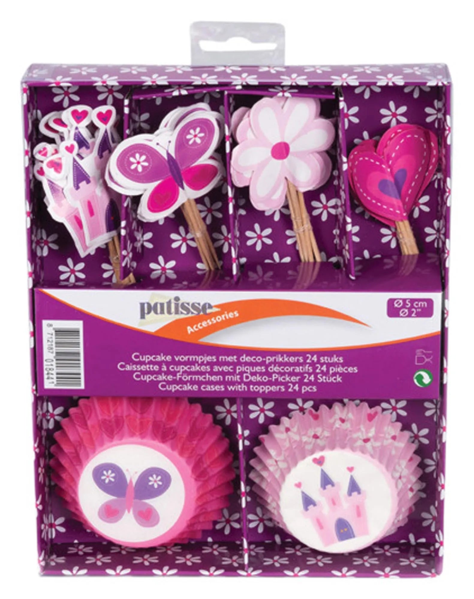 Stilvolle Cupcake Förmchen (ø 5cm) von PATISSE: 24 Stück mit Deko-Pickern für kreative Backprojekte und perfekte Präsentation.