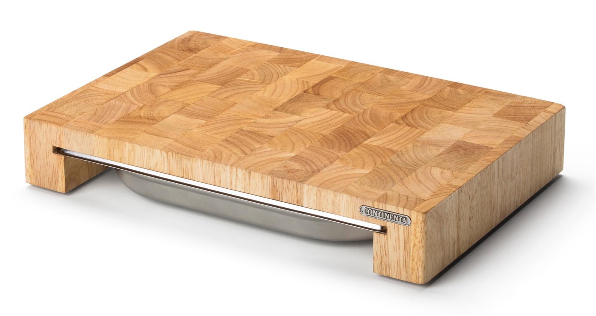 Foreign wood cutting board with stainless steel drawer, 39x27x6 cm