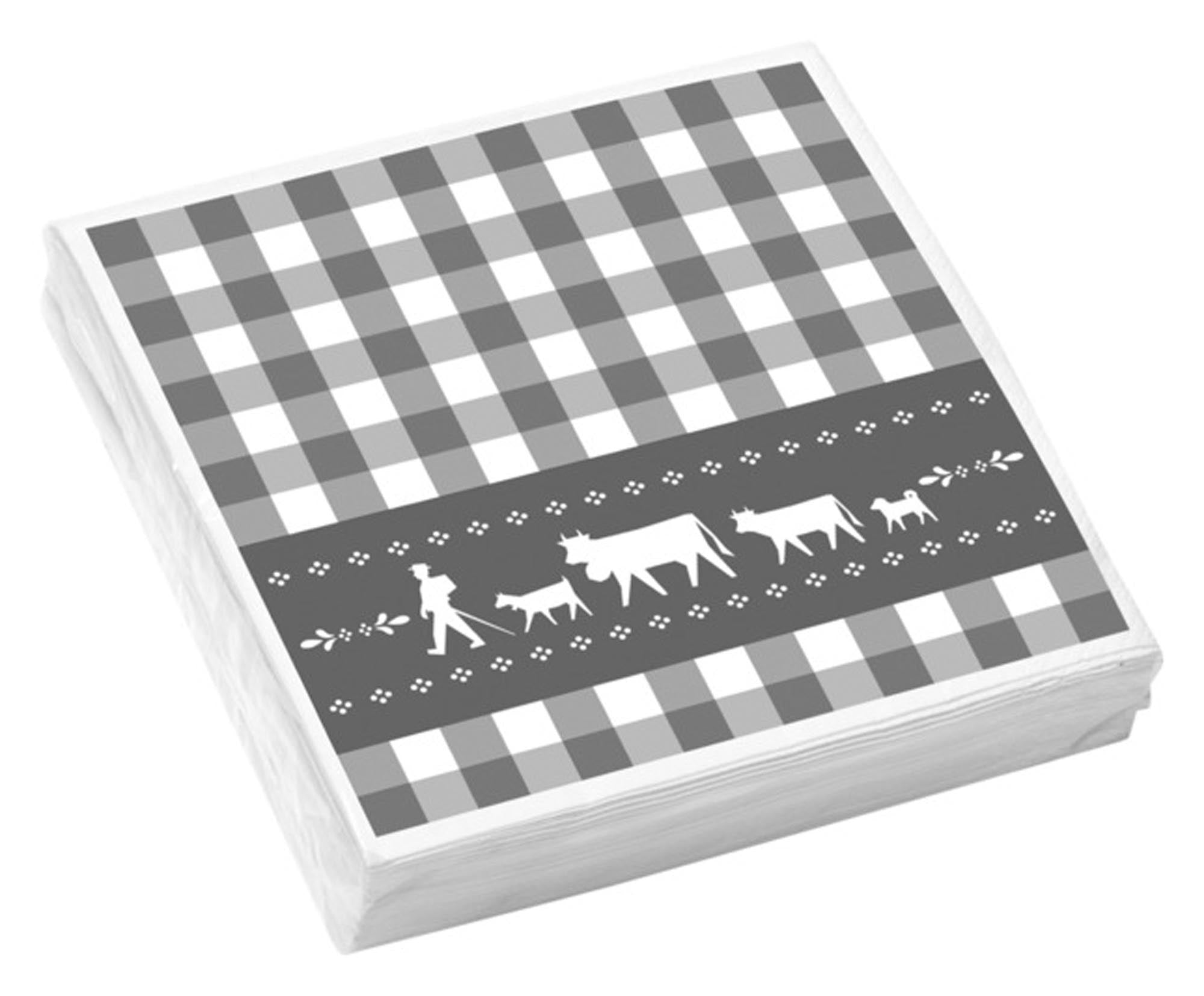 Papierservietten Alpaufzug Vichy von STEINLIN: 33x33 cm, 20 Stück, traditionelles Design, umweltfreundlich, saugfähig, ideal für jeden Anlass.