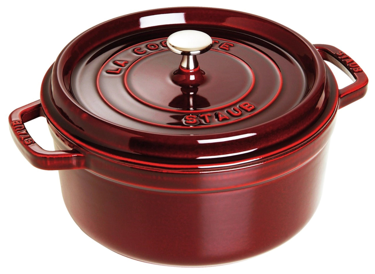 Cocotte 24 cm, rund, Grenadine-Rot, Gusseisen 3.8l - KAQTU Design