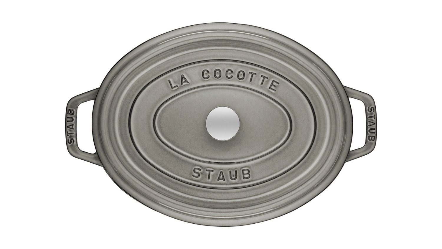 Hochwertige ovale Cocotte von Staub mit 1,0 l Volumen, ideal für die Zubereitung und Präsentation köstlicher Speisen.