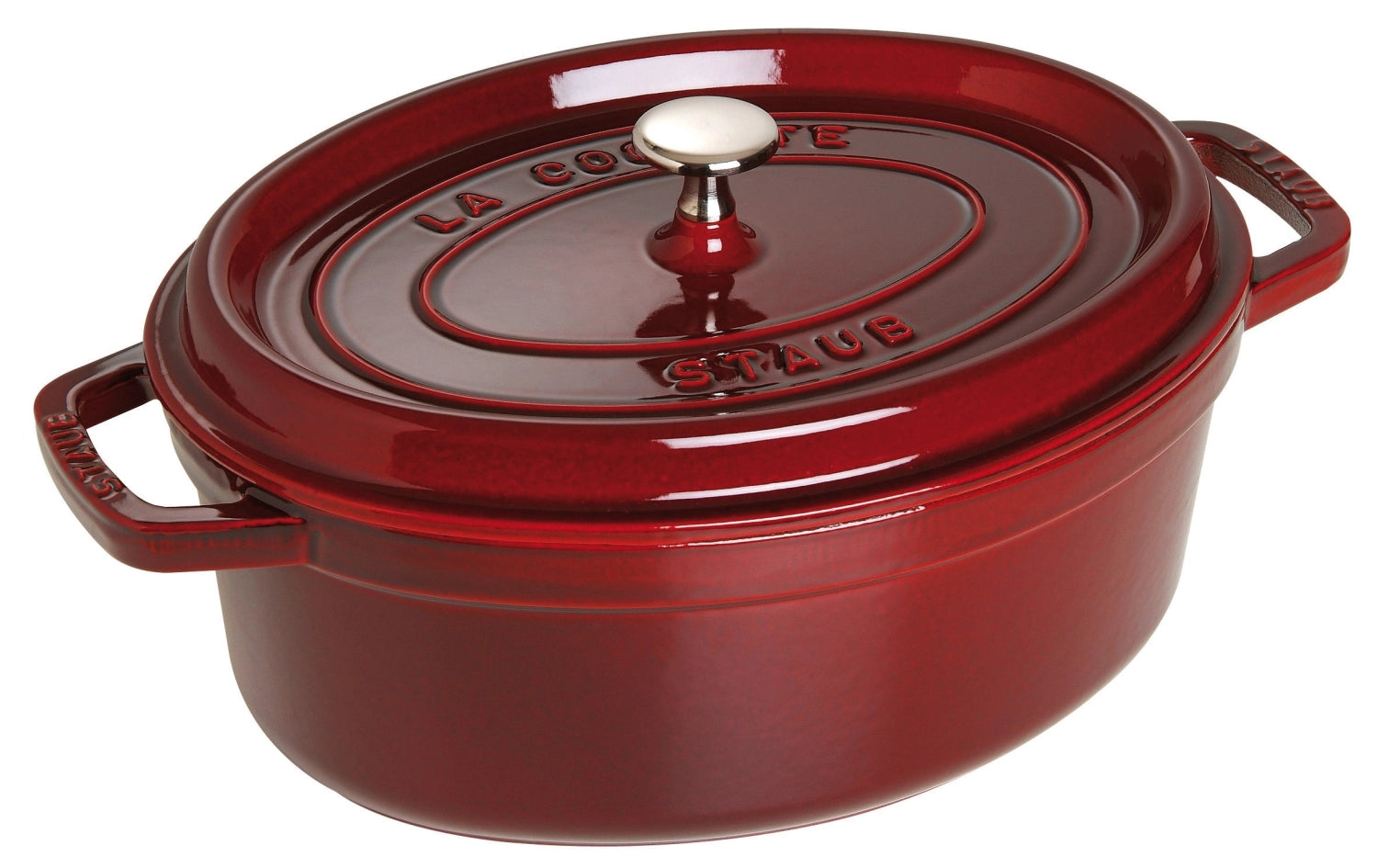 Stilvolle ovale Cocotte von Staub mit 6,7 Litern, ideal für köstliche Eintöpfe und Braten, die Ihre Gäste begeistern werden.