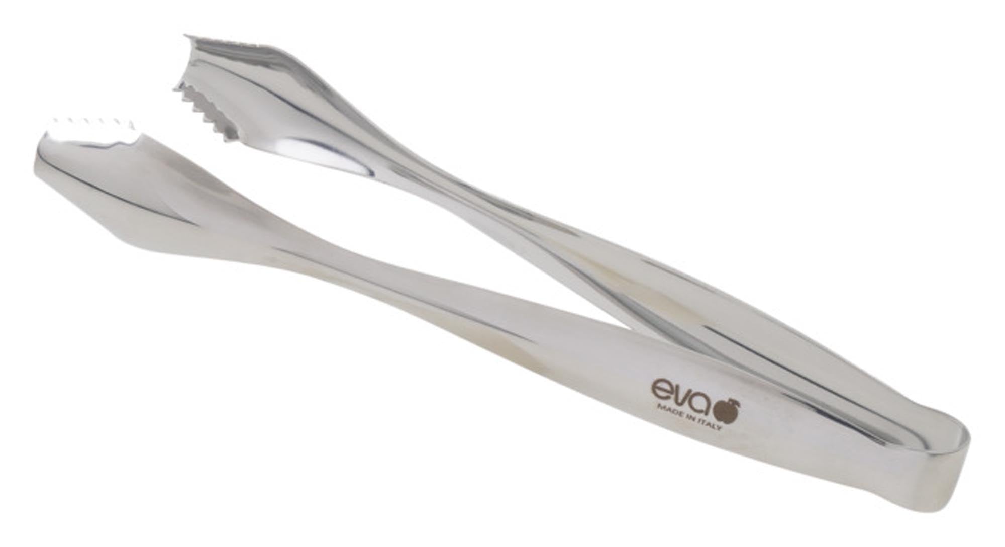 Elegante 18 cm Eiswürfelzange von EVA COLLECTION aus rostfreiem Edelstahl, ideal für stilvolles Servieren von Eiswürfeln.