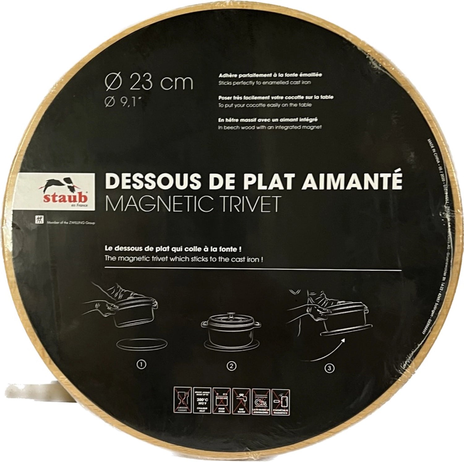 Eleganter, runder Untersetzer mit Magnetfunktion von Staub, Ø23 cm, perfekt für den Schutz von Tischoberflächen und ansprechendes Servieren.