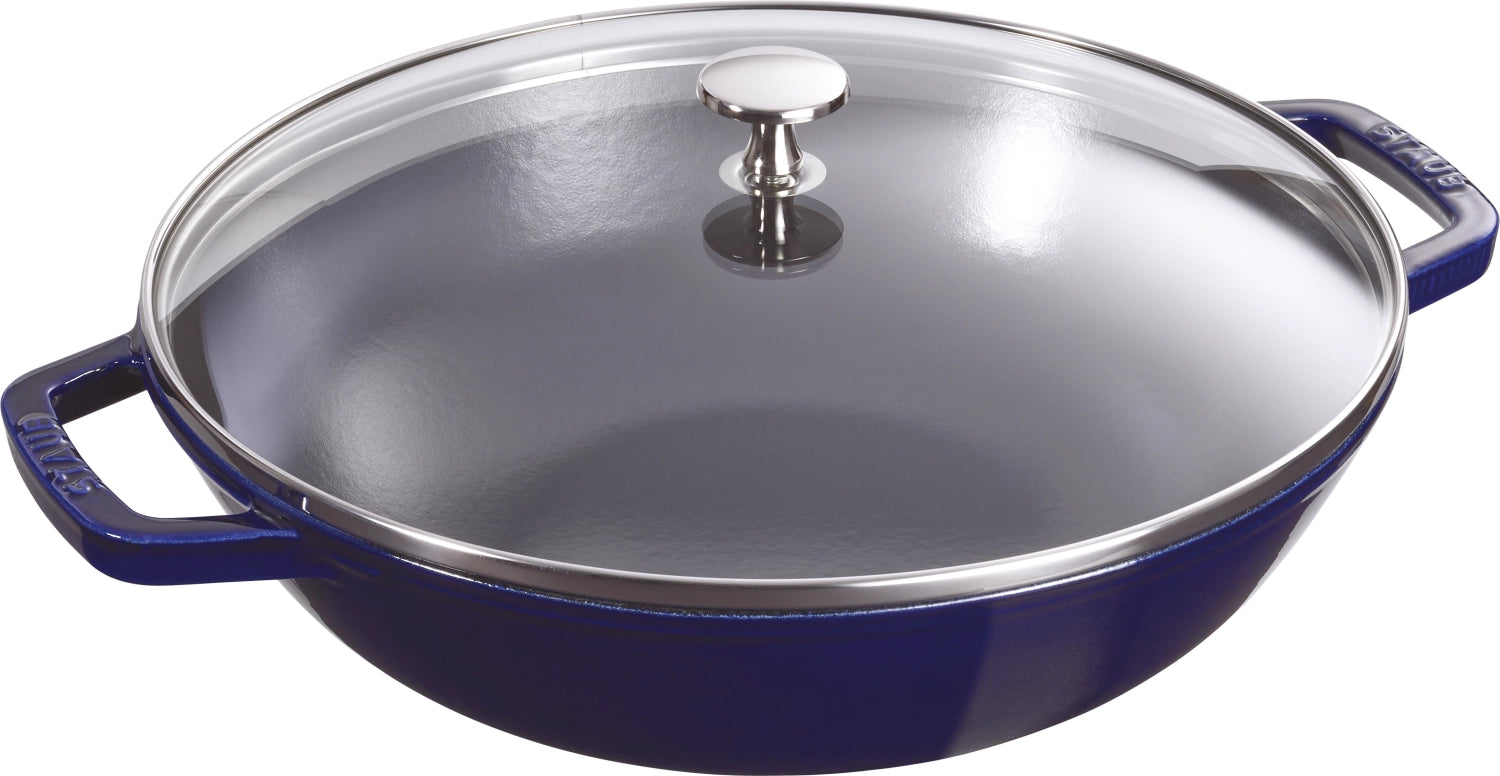 Wok with glass lid dark blue 4.4 lt., Ø30 cm