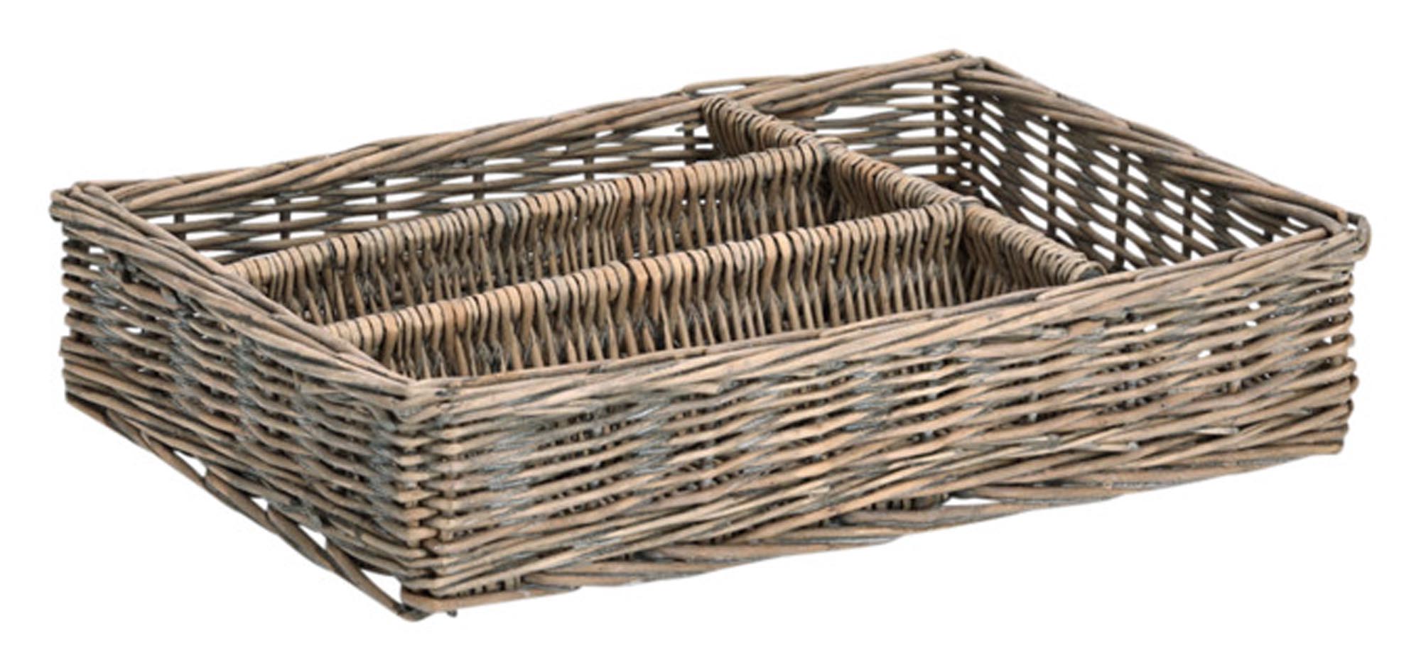 Eleganter Besteckkorb aus Weide, 35x26x7 cm, von ZELLER PRESENT. Praktisch, stilvoll, ideal für ordentliche Besteckaufbewahrung.
