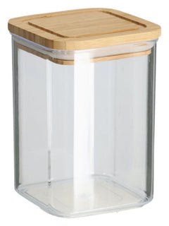 ZELLER pot de conservation avec couvercle en bambou 800 ml transparent 10x10x14,4 cm