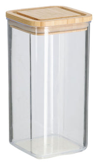 ZELLER pot de conservation avec couvercle en bambou 1200 ml transparent 10x10x19,4 cm
