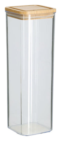 ZELLER Pot de conservation avec couvercle en bambou 1900 ml transparent 10x10x29,5 cm