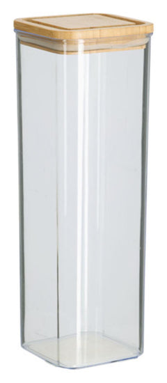 ZELLER Pot de conservation avec couvercle en bambou 1900 ml transparent 10x10x29,5 cm