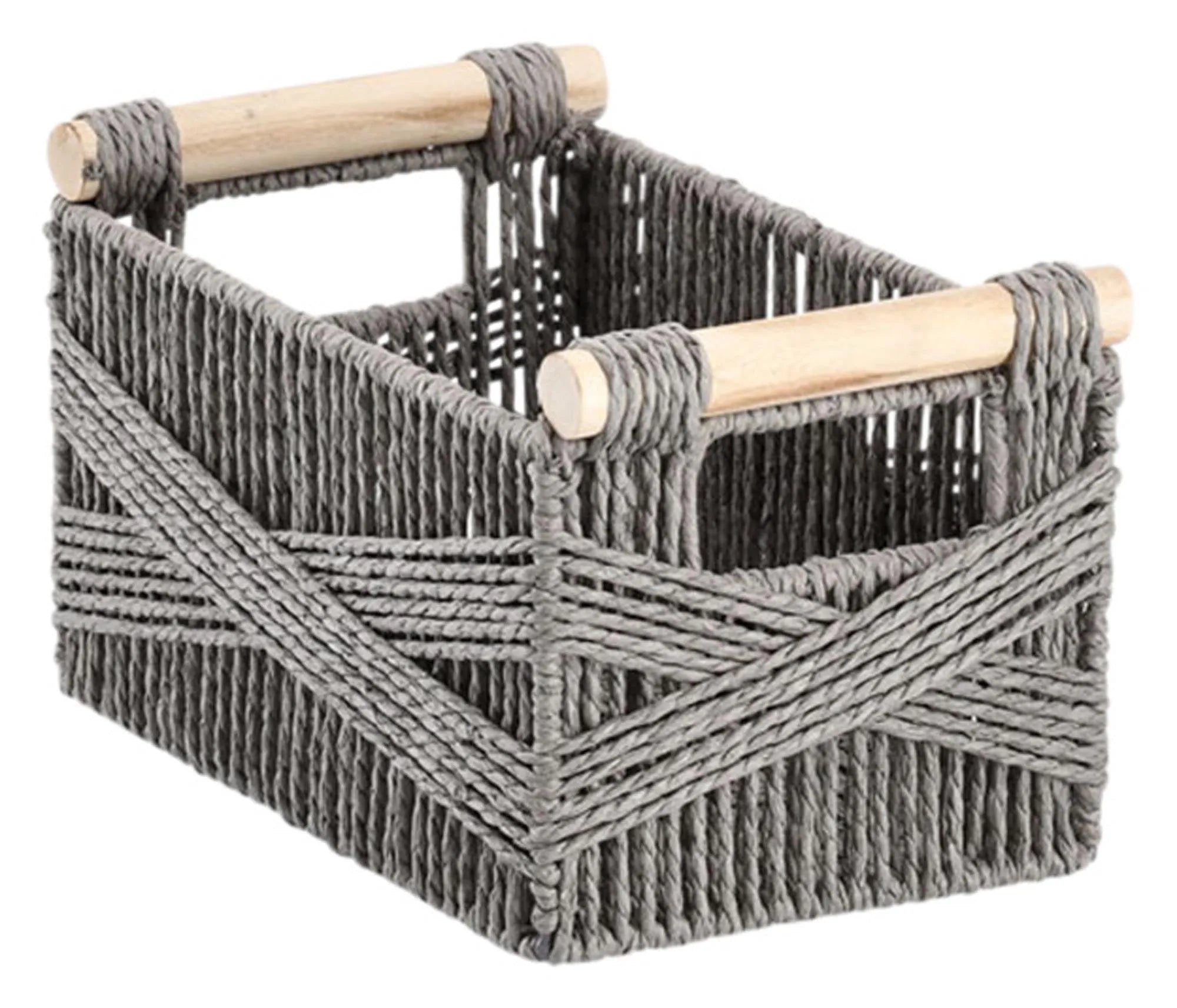 Stilvoller Aufbewahrungskorb aus Papiergeflecht und Holz, 29x17x16 cm, ideal für Spielzeug, Bücher und Bürobedarf. Pflegeleicht und umweltfreundlich.