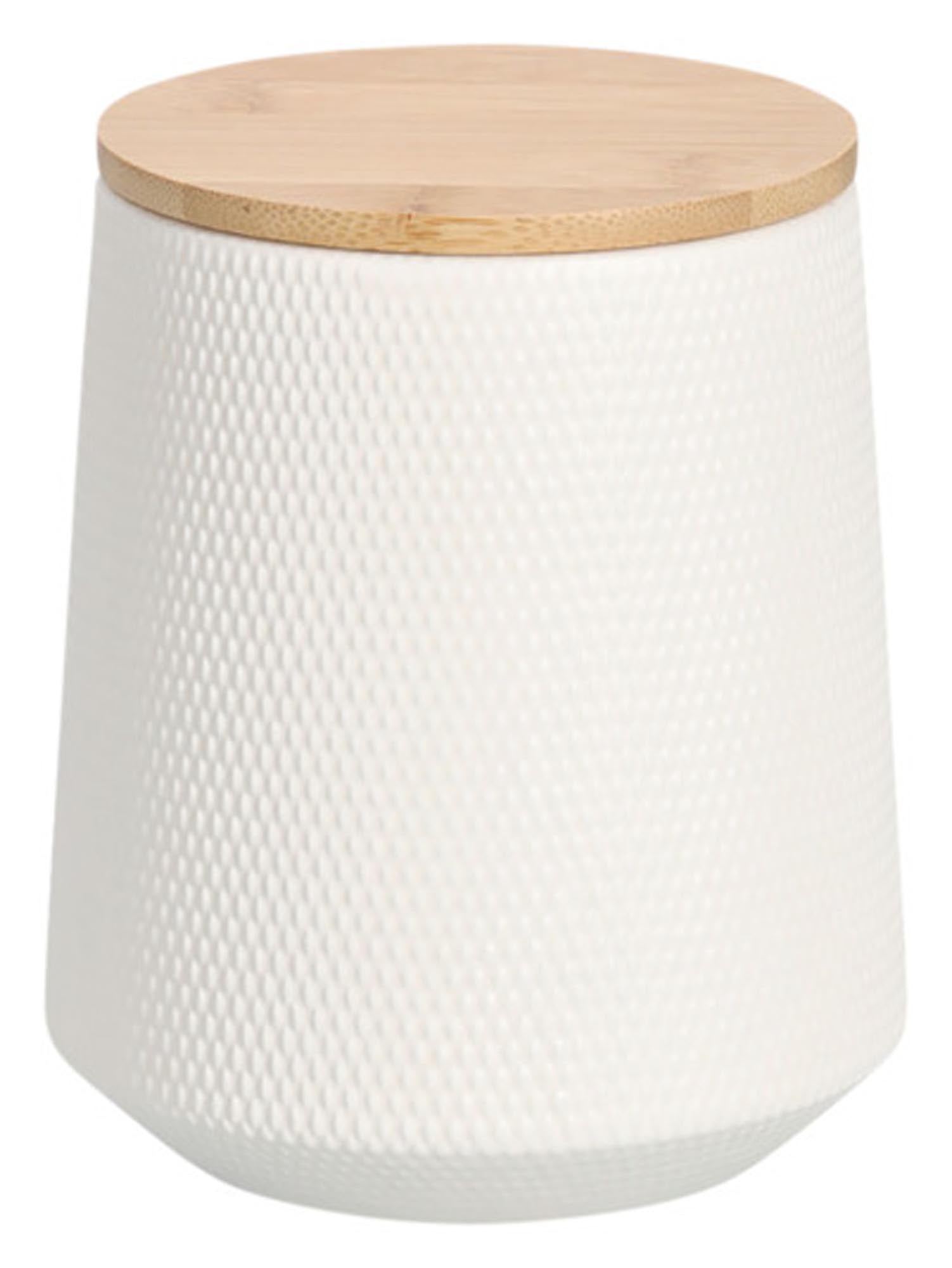 ZELLER storage container structure with bamboo lid <tc>weis</tc>s 1080 ml ø 13x15.4 cm