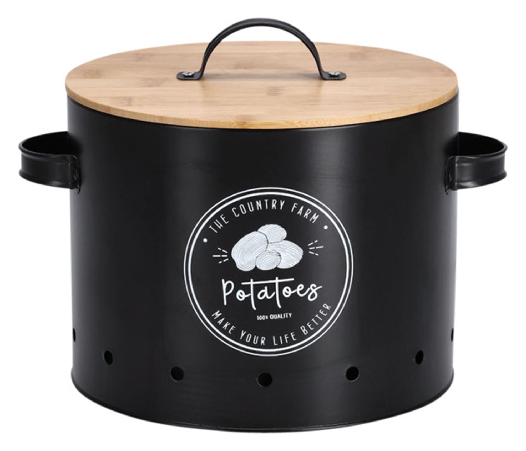 Zeller storage socket potatoes with bamboo lid black Ø 22.5-28x18-21 cm