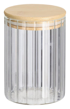 ZELLER barattolo portaoggetti scanalate con coperchio in bambù 610 ml ø 9x13 cm