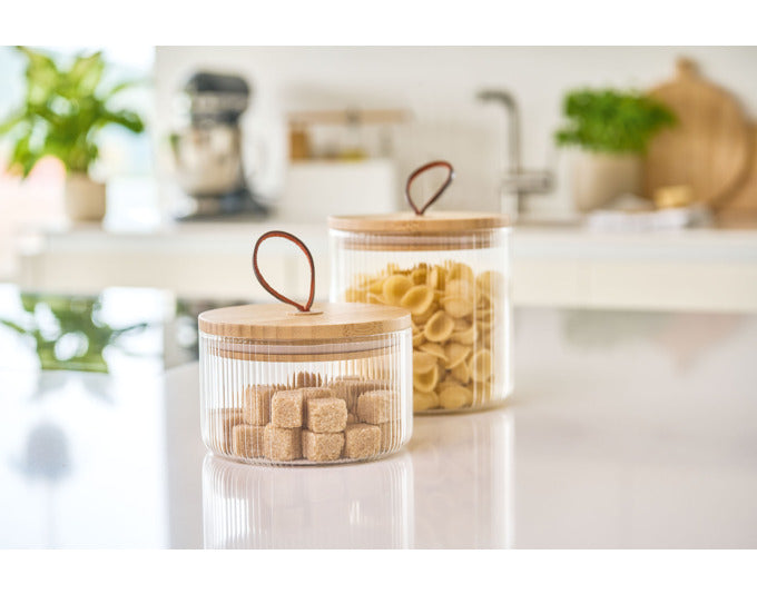 Zeller storage glass grooves with bamboo lid 1050 ml Ø 12x12.7 cm
