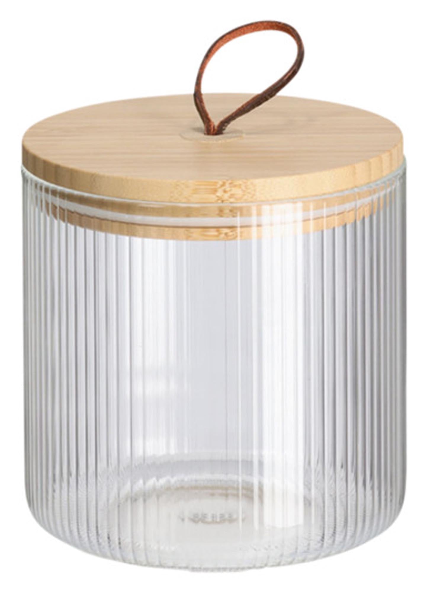 Zeller storage glass grooves with bamboo lid 1050 ml Ø 12x12.7 cm