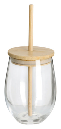 Trinkglas mit Bambusdeckel und Glasstinkhalm ø 9.2x12.6 cm in  präsentiert im Onlineshop von KAQTU Design AG. Glas ist von ZELLER PRESENT