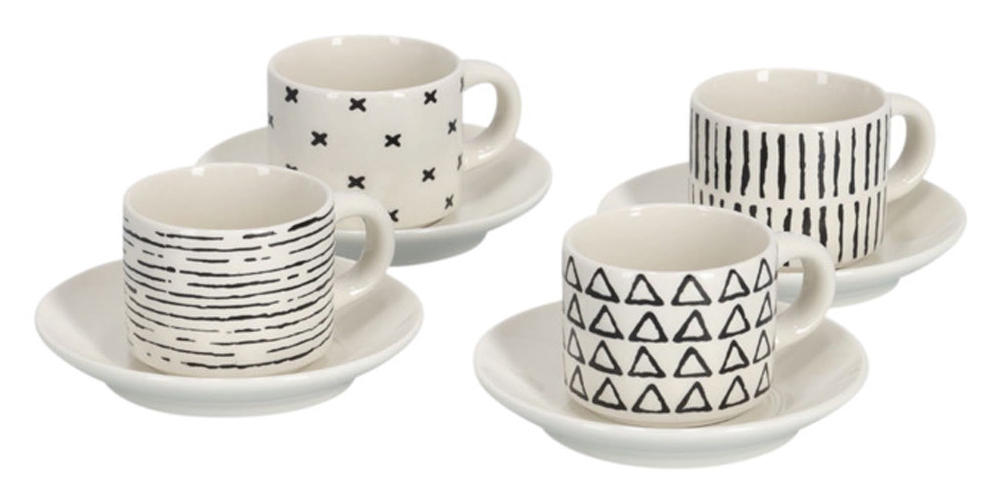 ZELLER Espressotassen-Set Keramik 8-teilig schwarz weiss in  präsentiert im Onlineshop von KAQTU Design AG. Espressotassen ist von ZELLER PRESENT