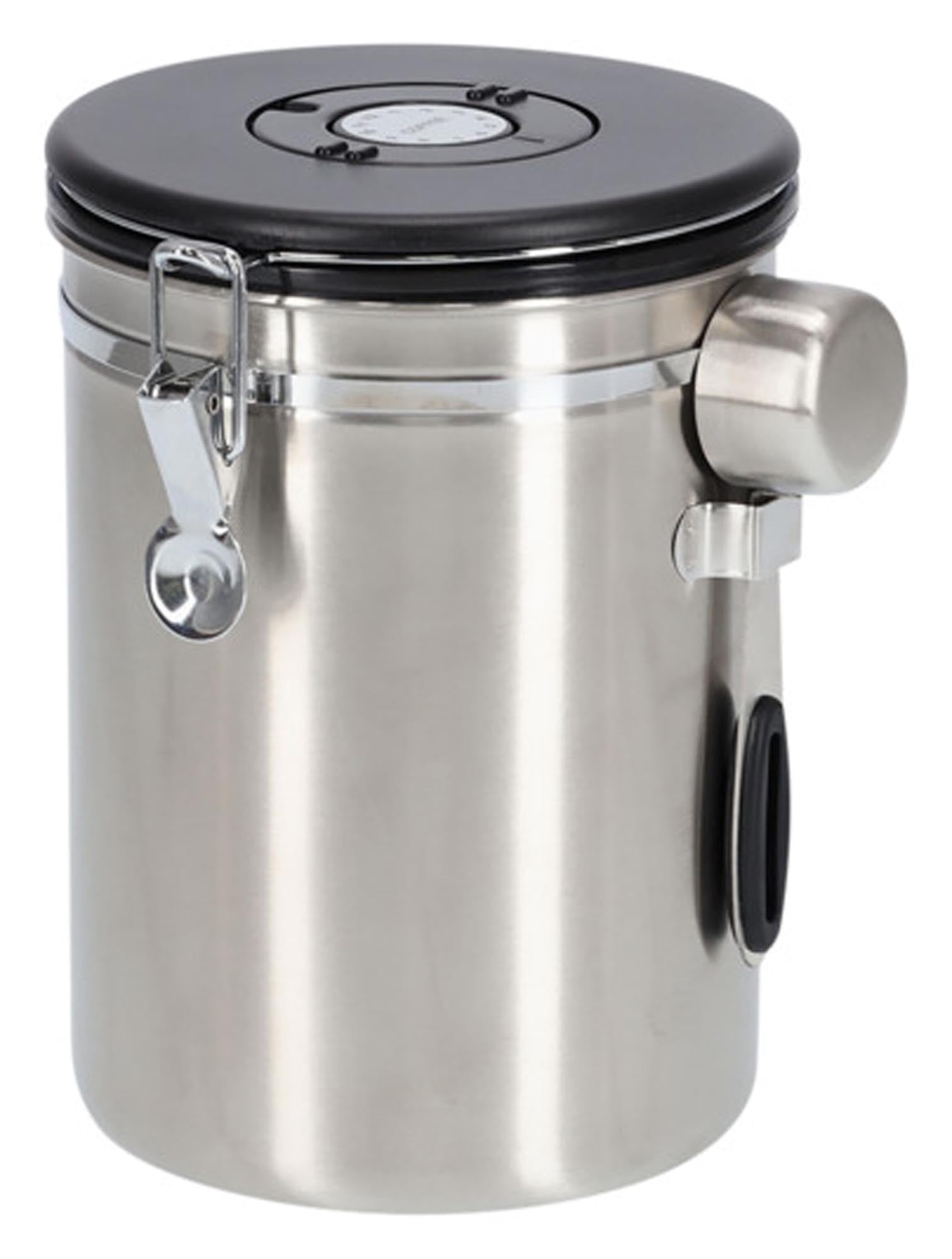 Stilvolle Kaffeedose aus Inox mit Löffel, 2800 ml, luftdicht, für frischen Kaffee, ideal für Kaffeeliebhaber.