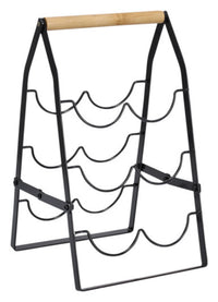 ZELLER portabottiglie per 6 bottiglie metallo/legno nero 22x22x37 cm