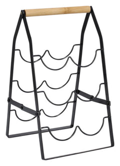 ZELLER portabottiglie per 6 bottiglie metallo/legno nero 22x22x37 cm