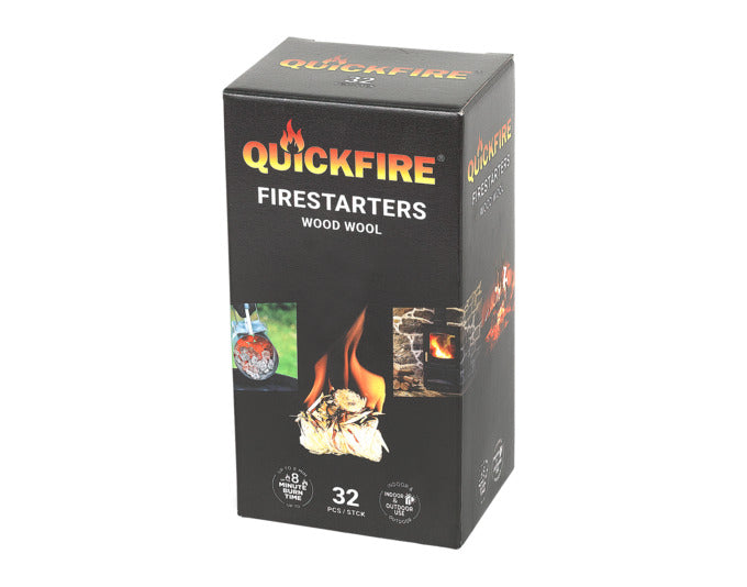 QUICKFIRE Feueranzünder: 32 Stück à 12g, ideal für Kamin, Ofen und Grill. Effizient, sicher und einfach in der Anwendung.
