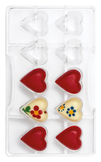 Profi-Pralinen-Schokoladenform kleine glatte Herzen 10er 3.25x3.5x1 cm in  präsentiert im Onlineshop von KAQTU Design AG. Backform / Backblech ist von DECORA