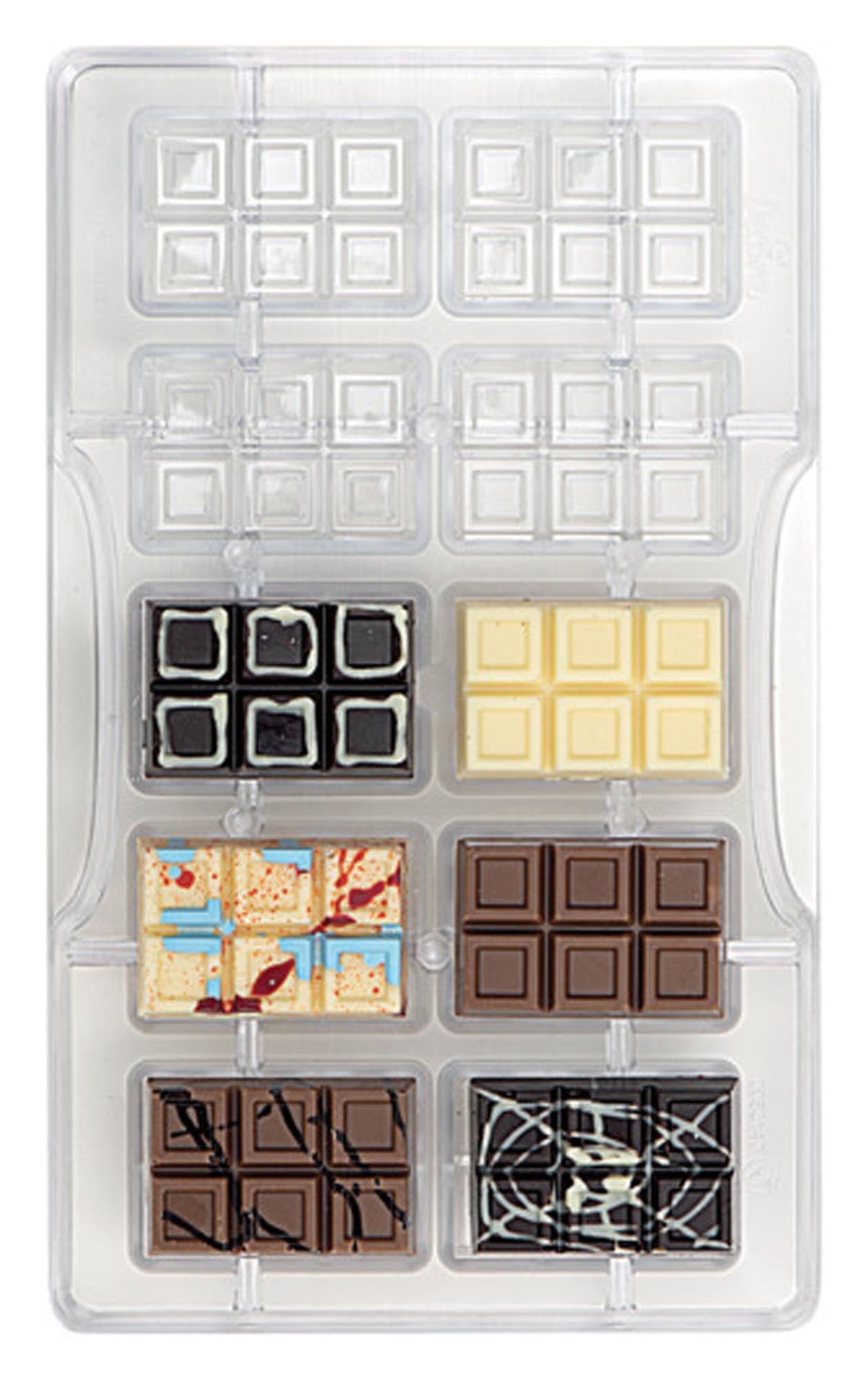 Entdecken Sie die DECORA Profi-Pralinen Schokoladentafeln (10er) für perfekte, handgefertigte Pralinen. Hitzebeständig, flexibel und leicht zu reinigen!