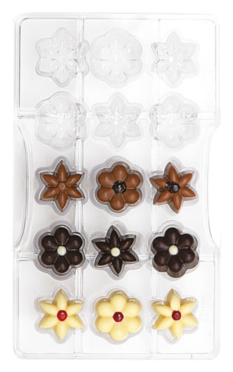 Profi-Pralinen-Schokoladenform Blumen 15er ø 2.5x1.5 cm in  präsentiert im Onlineshop von KAQTU Design AG. Backform / Backblech ist von DECORA