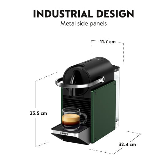 Nespresso Kaffeemaschine Pixie in Dark Green präsentiert im Onlineshop von KAQTU Design AG. Küchengerät ist von KRUPS